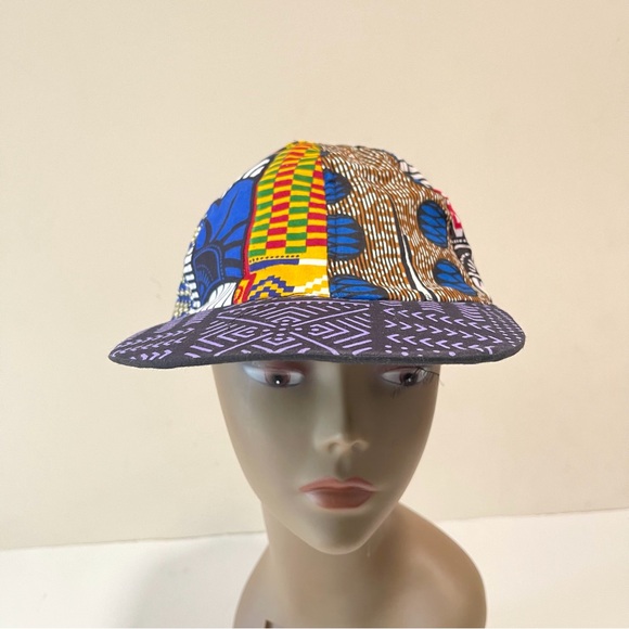 African Print Ankara Patchwork Bohemian Multicolor Handmade Baseball Cap - Picture 4 of 5